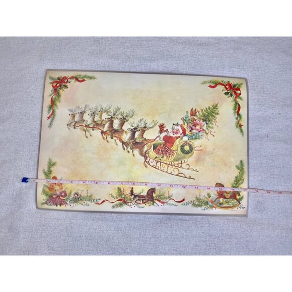 4 Vinyl Christmas Placemats Giordano Santa Sleigh Reindeer Reversible 1970s - Picture 10 of 10